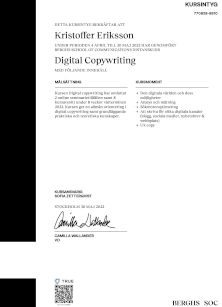 Kursintyg från Berghs - Digital Copywriting